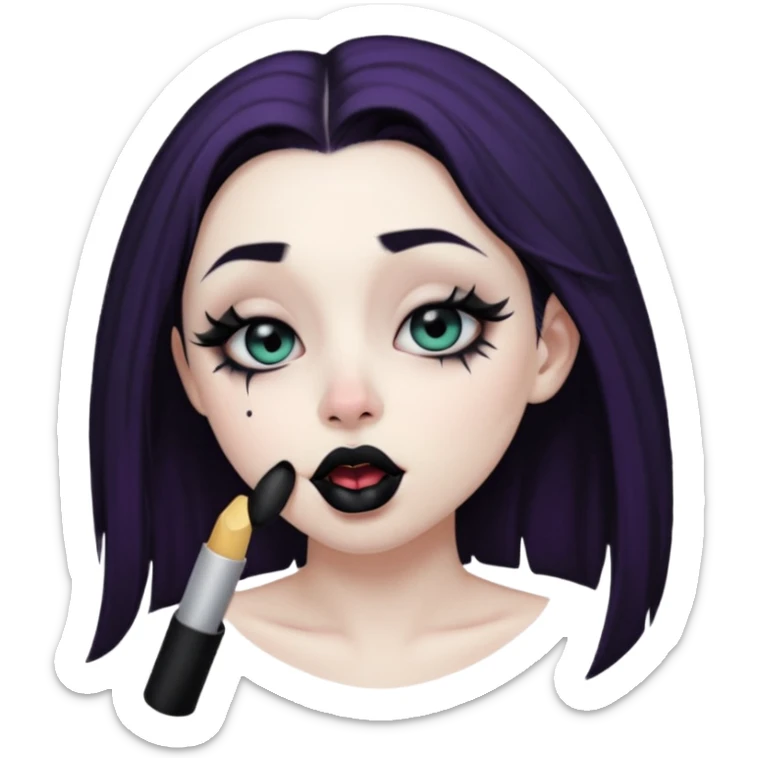Goth girl with her eyes rolled up and towards her nose and her tongue sticking out doing uwu face sticker