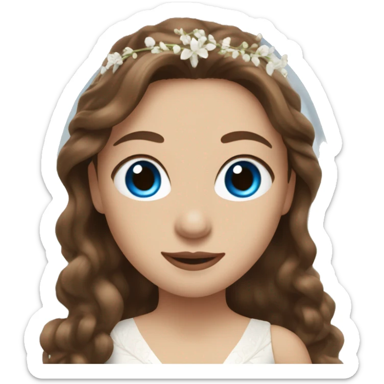 WOMEN with light skin blue eyes and long brown hair,in mans wedding costume sticker