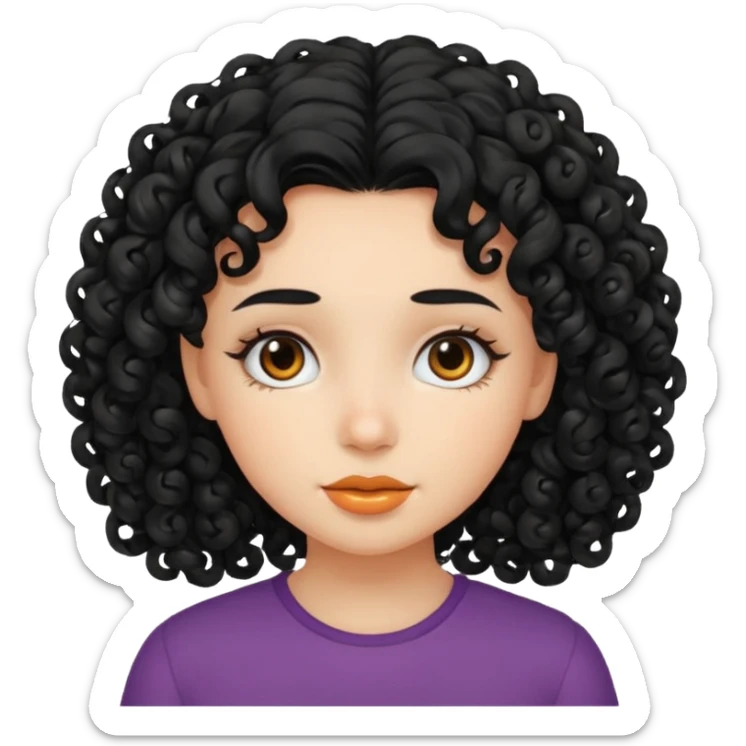 A girl with curly black hair sticker