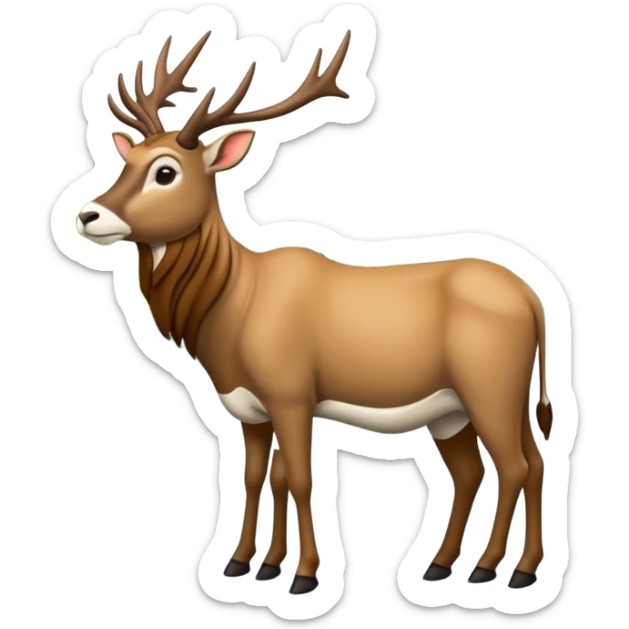 Een slede wordt getrokken door een eland in een noors dennenbos sticker