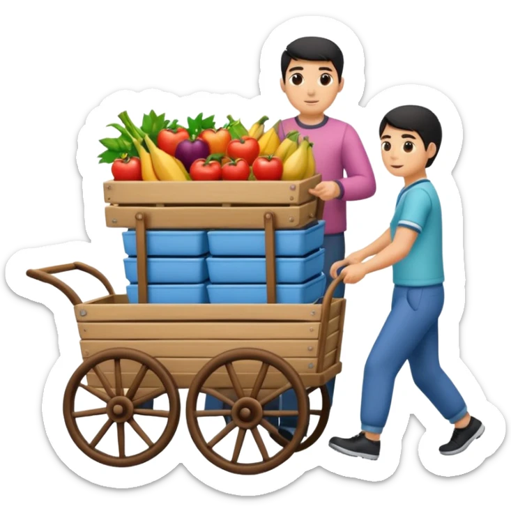 aka uka ichimlik ortilgan aravani olib qochishyapti orqa tarafdan rakurs yuzi ko'rinmasin sticker