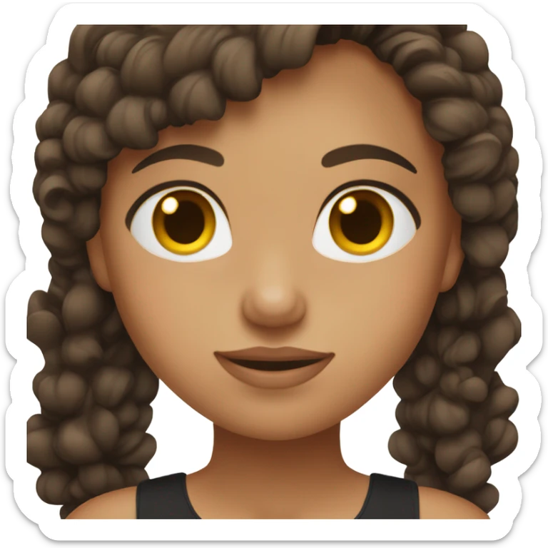 Beautiful fit girl ,brown hair and eyes with black dress  sticker