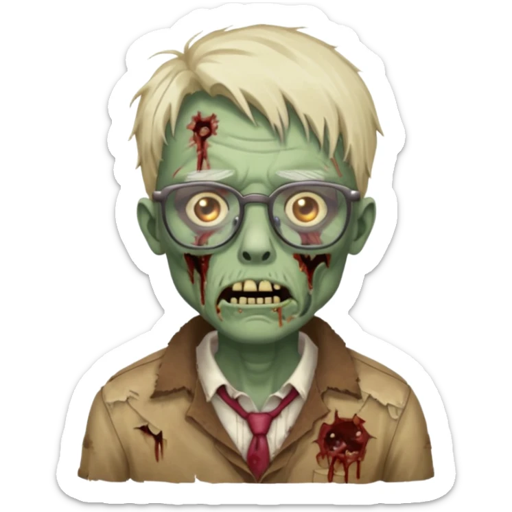 Zombie with glasses sticker