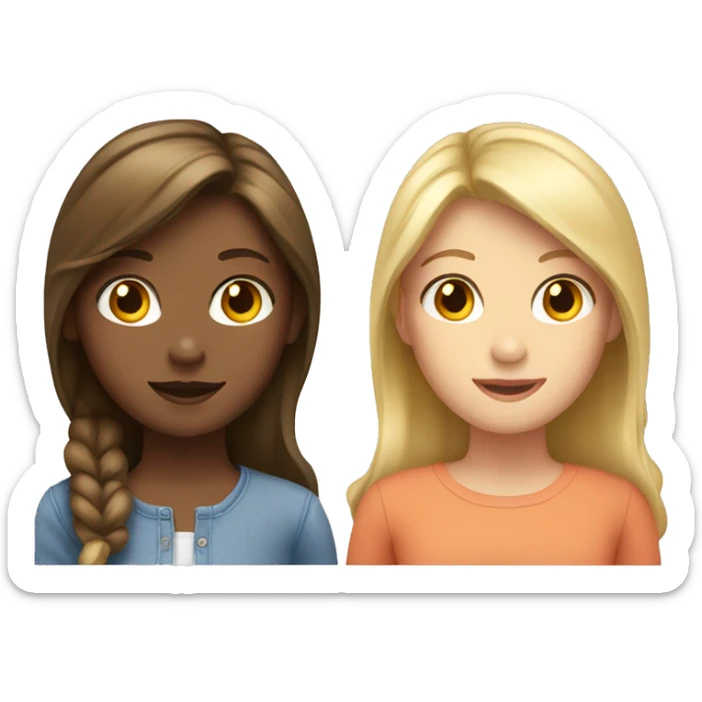 Two Girls together one with Brown Hair and one with blonde hair sticker
