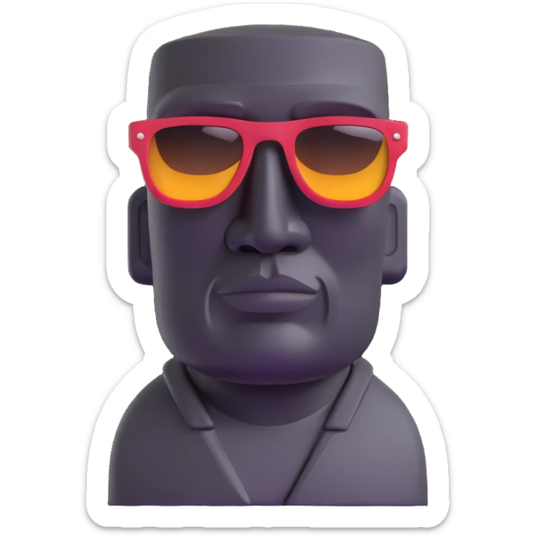moai statue emoji wearing cool sunglasses, iconic moai face with stylish shades sticker