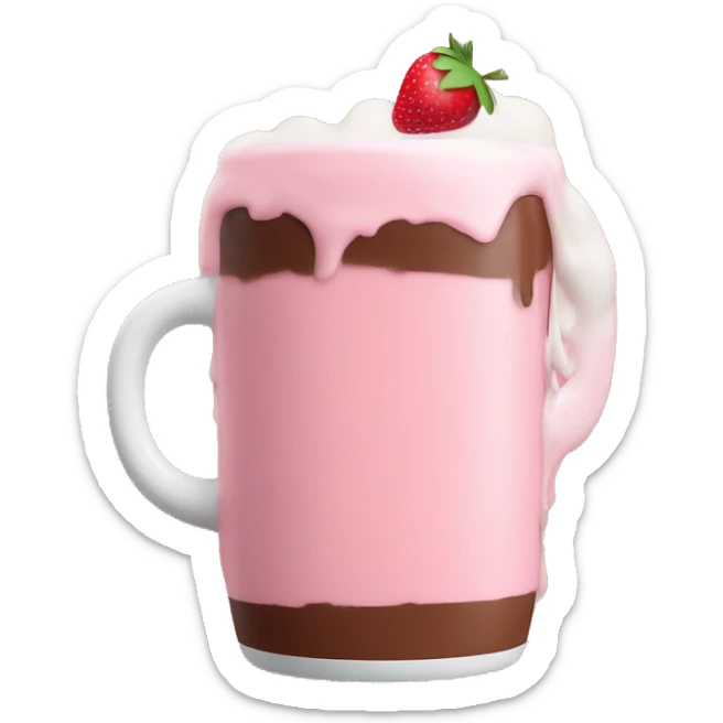A mug with pink strawberry milk and chocolate milk mixed in half No face and no straw sticker