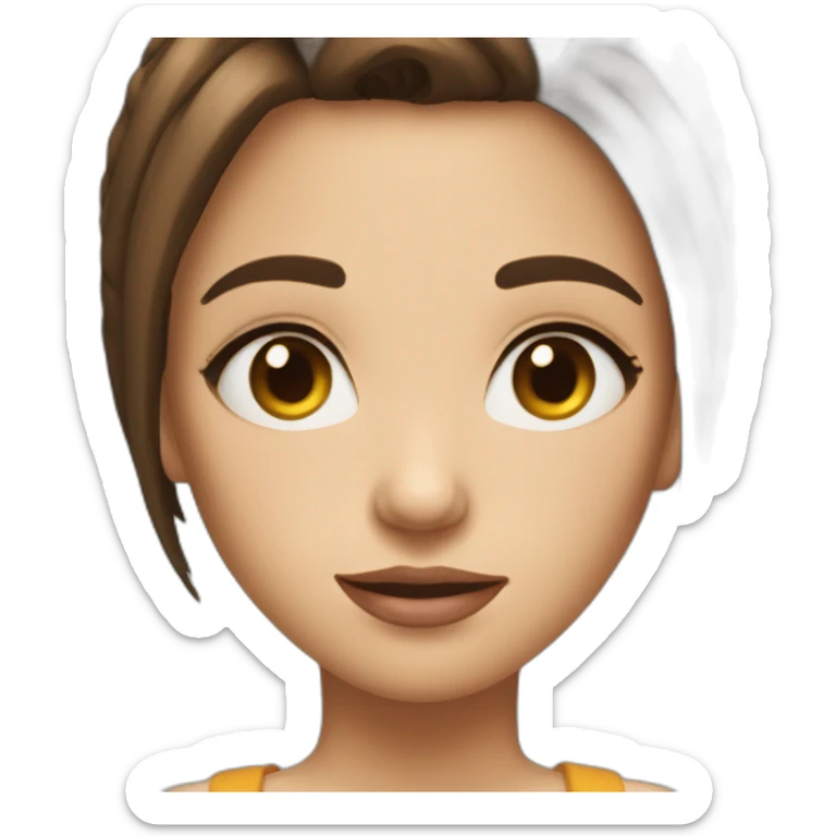 A girl have short hair and brown hair and the color of her eyes is like honey  sticker