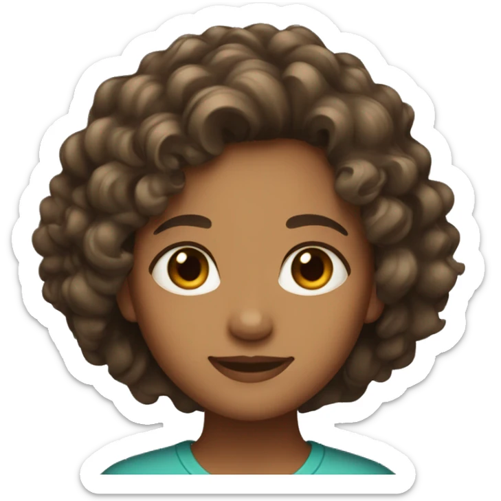 Girl with at tall curly hair and medium color of brown skin  sticker