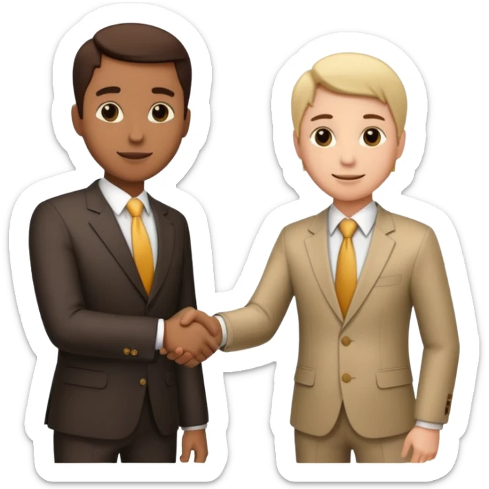 2 business people ahnd shaking close to the camera with moeny coming out of the handshake sticker