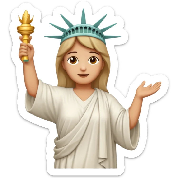 Cristo Redentor de Río de Janeiro, classic emoji style, wearing tunic, arms open, serene face, no background, distinct from Statue of Liberty sticker