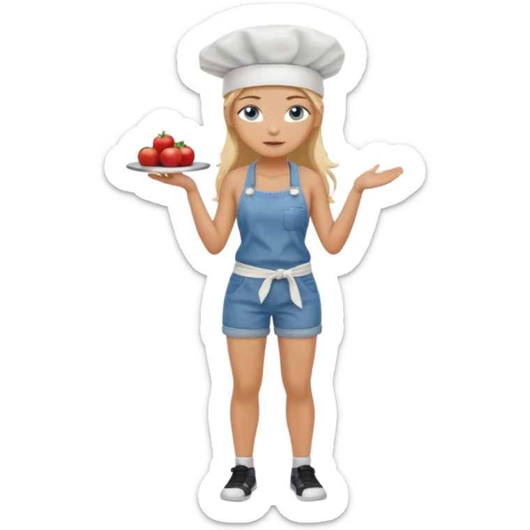 Sexy Full body 
Long Blonde hair blue eyed female chef arms folded wearing tank top and denim shorts sticker