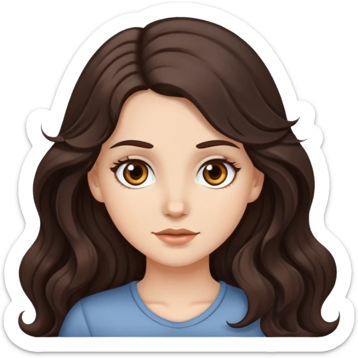 Chica blanca con ojos color café y el pelo largo,moreno y ondulado  sticker