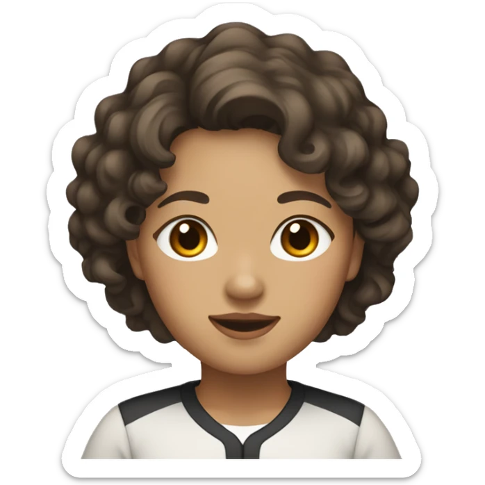 Southeast Asian female with black, wavy curly hair, light brown skin, and overweight. sticker