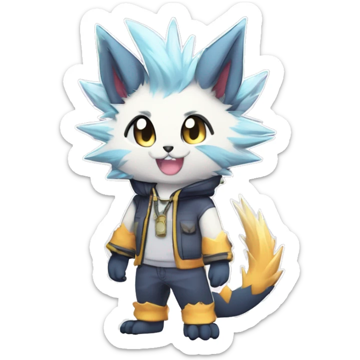 Anthro Scalie Spiky Cool Edgy Magical Shiny Colorful Pastel Sparkle Kemono-style Chibi Fantasy-Animal-Fakémon-Pokémon-Hybrid Fur Sona Aesthetic Full Body sticker