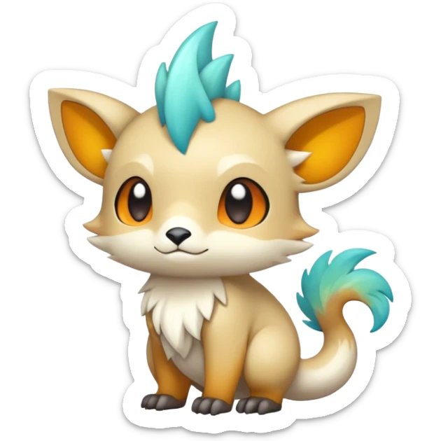 Cute cool colorful fantasy animal hybrid Fakemon full body sticker