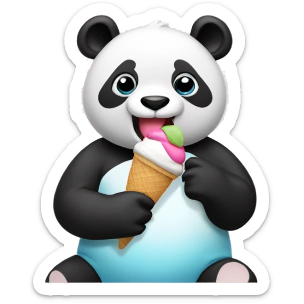 Panda eating ice cream sticker