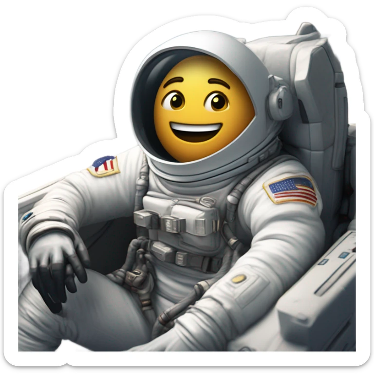 Um astronauta em um foguete viajando por planetas e estrelas, com um mapa de tesouro no fundo. sticker