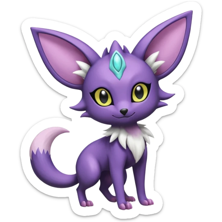 Shiny Cute Espeon-Noibat-Mightyena-Silvally-Fakémon-hybrid-creature (full body)  sticker