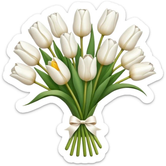 white tulip bouquet  sticker