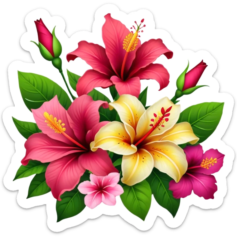 bouquet of lillie’s, roses, and hibiscus’s flowers  sticker