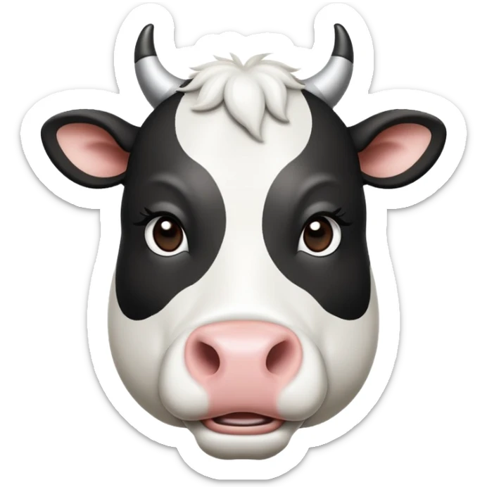 cinematic-noble-black-and-white-cow-portrait-emoji,-poised-and-regal,-with-a-large,-sturdy-build-and-a-beautifully-patterned-hide-of-rich-black-accented-by-crisp-white-patches,-deep-set-soulful-brown-eyes,-simplified-yet-sharp-and-sophisticade sticker