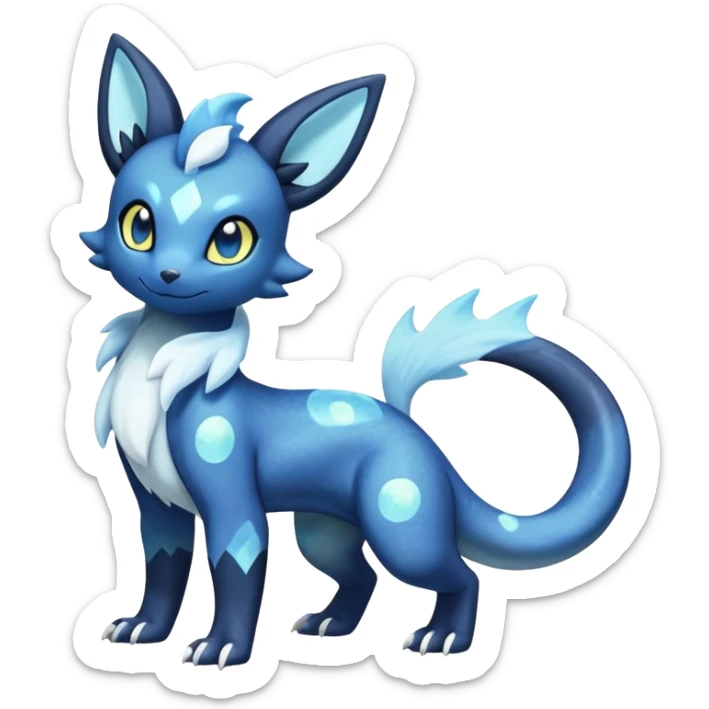 Shiny icy iridescent Pastel Nebulae Salandit-Meowstic-Umbreon-Fakémon-hybrid-creature (full body)  sticker