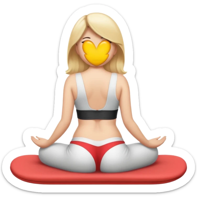 fullbody busty blonde woman cartoon emoji style sitting on soles back view SFW no nudity sticker
