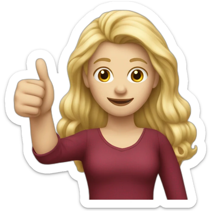 blonde-long-hair-lady-with-burgundy-blouse-thumbs-up sticker