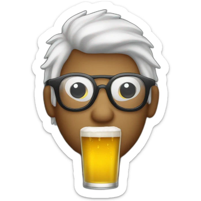 PERSONA DE LENTES PELO OSCURO CON UNA CERVEZA EN LA MANO sticker