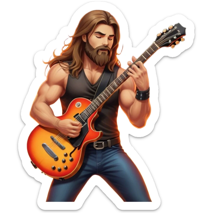 Icon for Metal Music: Manowar performing live, with powerful imagery of the band on stage, electric guitars, drums, and heavy metal energy. The background features a fiery stage and intense lights, reflecting the epic atmosphere of their concert. Transparent background. sticker