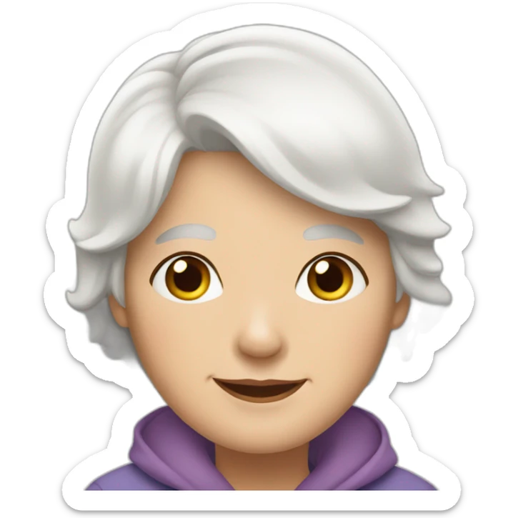 grandmother with white hair and grandchildren with brown hair sticker