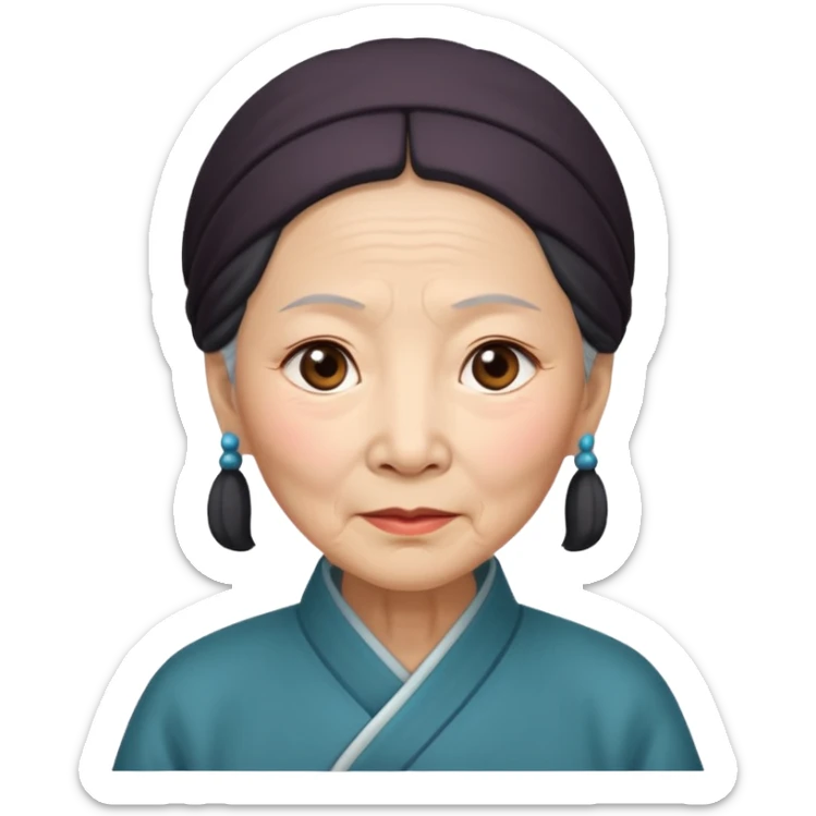 old chinese woman with Compassion - sympathetic concern for the sufferings of others sticker