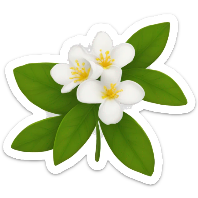  Jasmine flowers with white petals and yellow center of petals with stamens. sticker