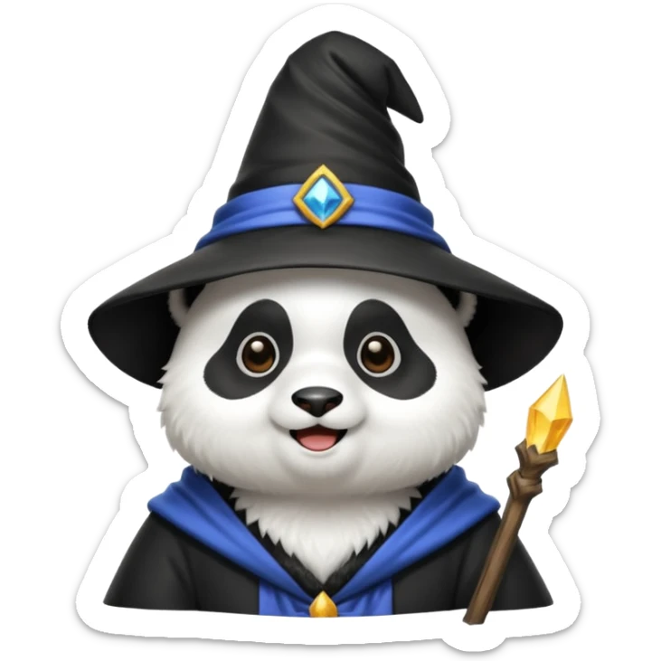 Chcę Pandę która ma czapkę czarownika i która jest kolorach biało-czarnych sticker