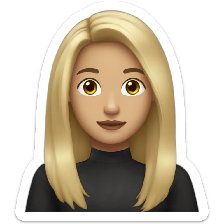 20 year old light skin to olive skin with long black to blonde long hair with black shirt and oval face shape  sticker
