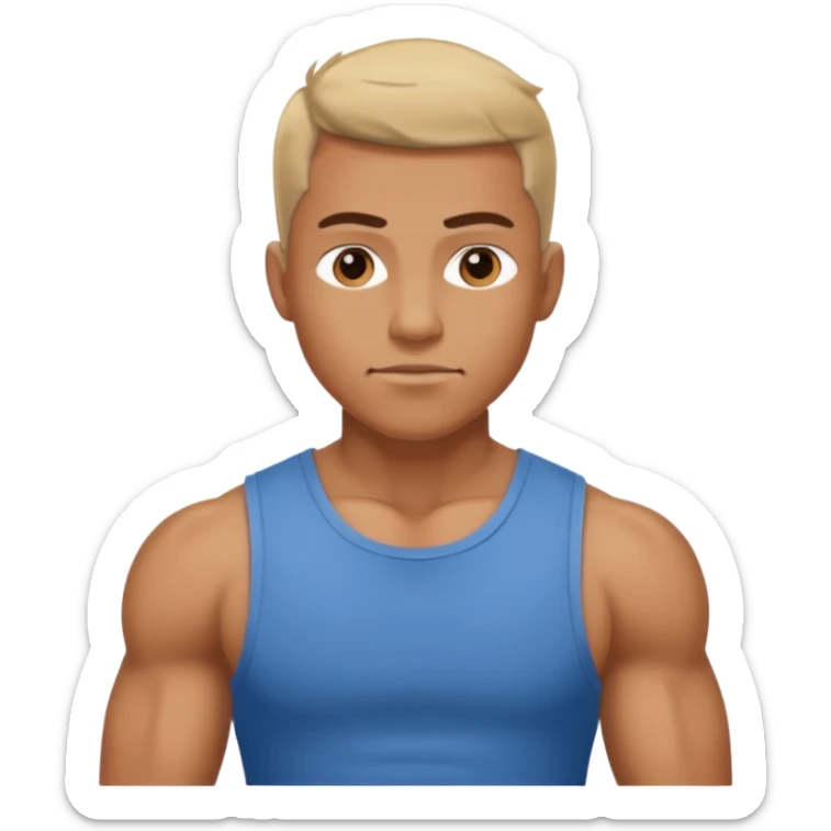 A person showing off their big muscles with their sleeve shirt as they wear a t shirt sticker