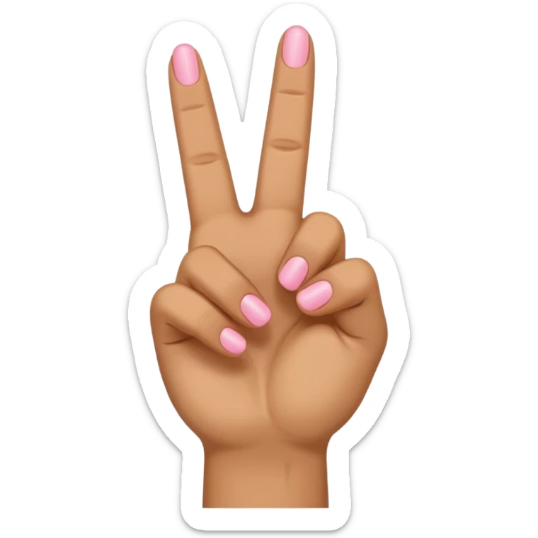 peace sign emoji but with the middle and ring fingers up instead of the index and middle finger. Keep the pinky, index, and thumb down. Only have the 5 normal fingers in the picture sticker