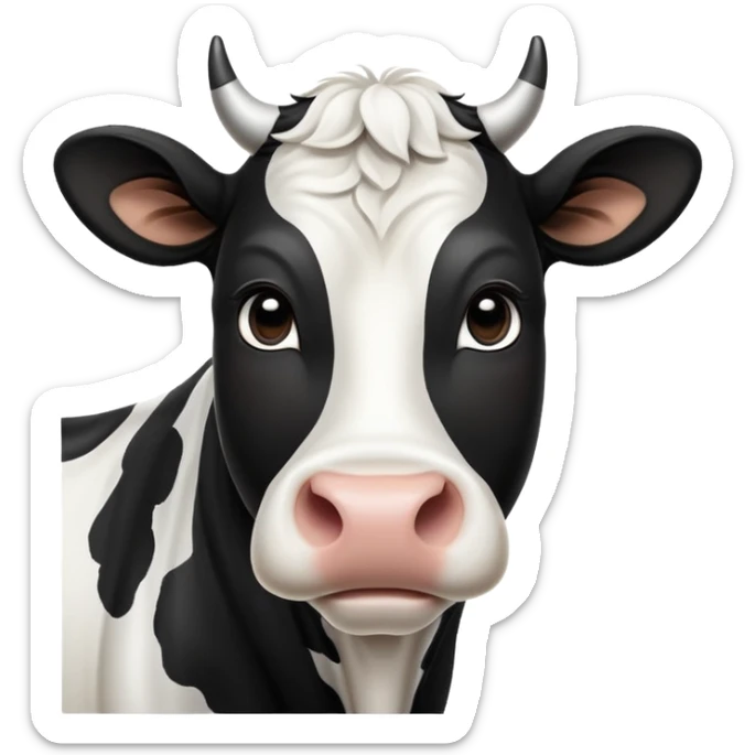 cinematic-noble-black-and-white-cow-portrait-emoji,-poised-and-regal,-with-a-large,-sturdy-build-and-a-beautifully-patterned-hide-of-rich-black-accented-by-crisp-white-patches,-deep-set-soulful-brown-eyes,-simplified-yet-sharp-and-sophi (2) sticker