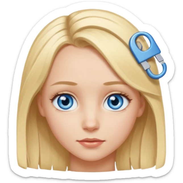 blonde girl, blue eyes with clips in hair and the biggest forehead ever sticker