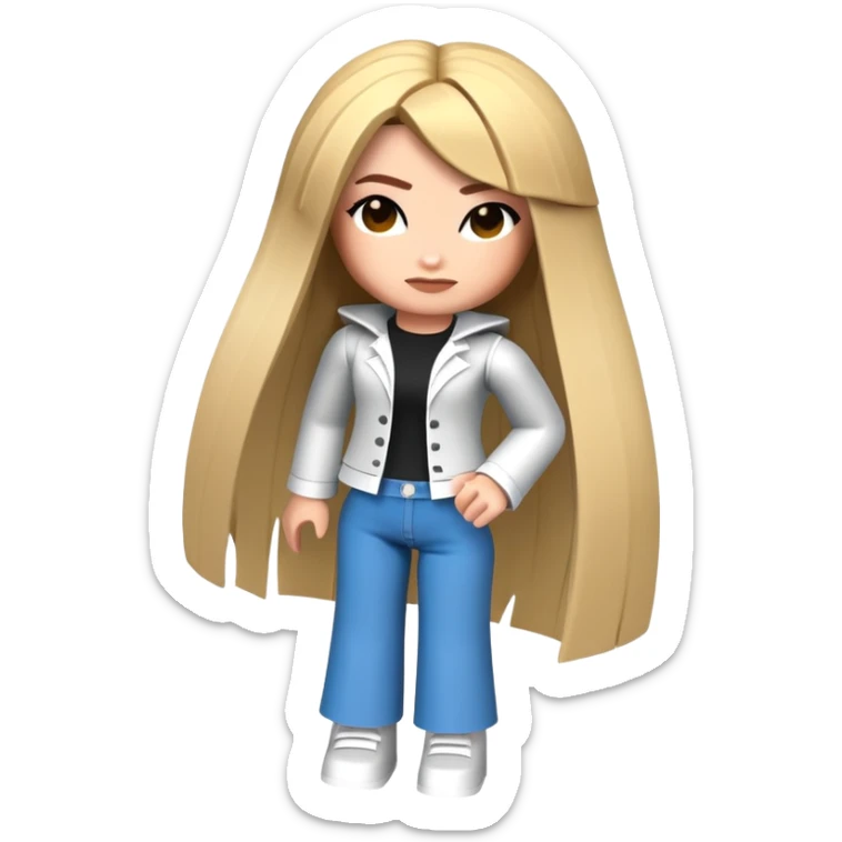 Roblox stylized baddie girl with blocky aesthetic, trendy outfit sticker