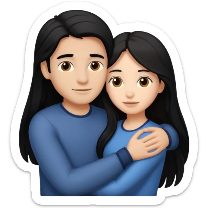 Couple that lobes eachother girl has black lonh hair he is white with brown hair sticker