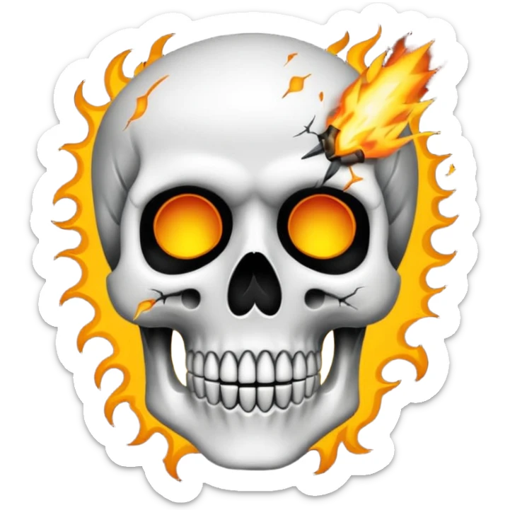 Calavera q le esplota la cabeza solo la parte de arriba y q sea de color blanco  sticker