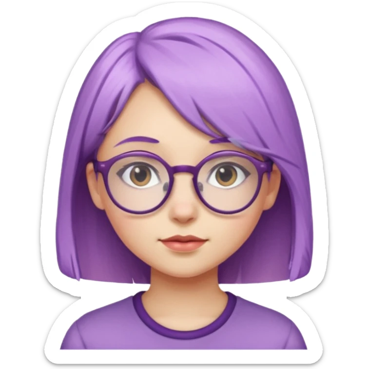 chica bonita con ligero cabello morado con lentes de estatura pequeña sticker