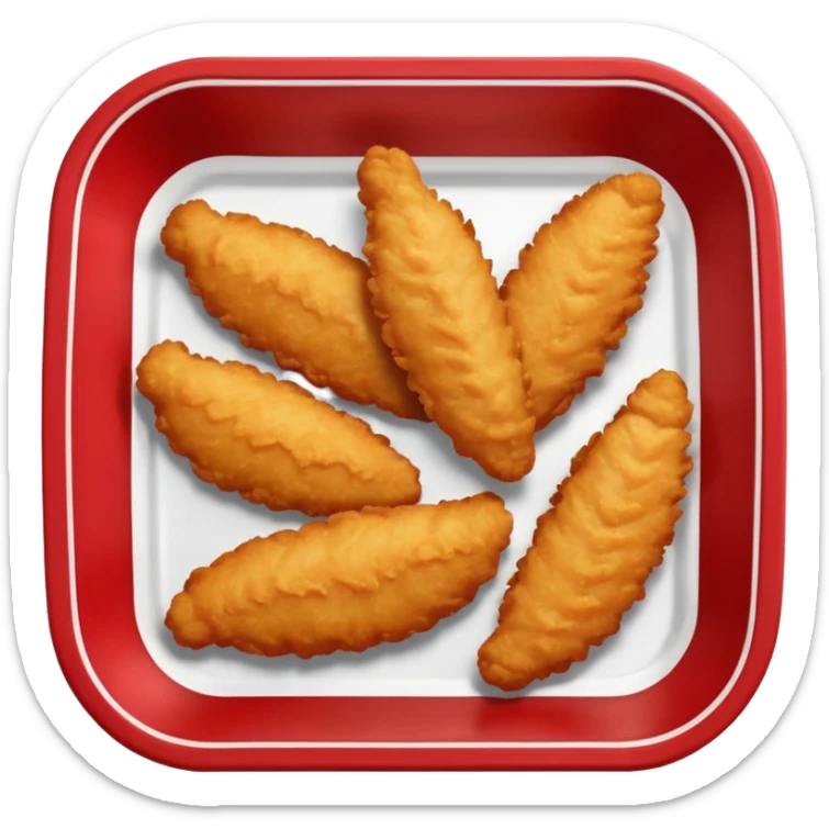 breaded chicken tenders in a red paper food tray  sticker