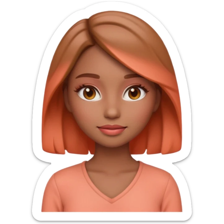 Create an emoji of  women“Create a female emoji in Spring Personal Color tone — warm, bright colors, peach makeup, light brown hair, coral outfit, soft glowing lighting, cute 3D emoji style.” sticker