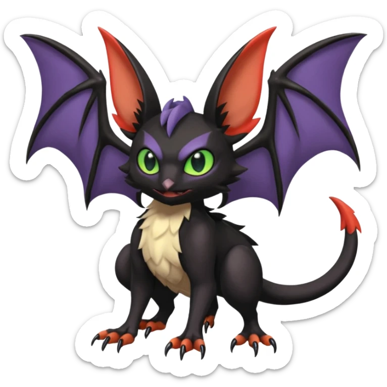  Noibat-Noivern-Trico-Nargacuga-Litten-Hybrid with huge bat wings for ears sticker