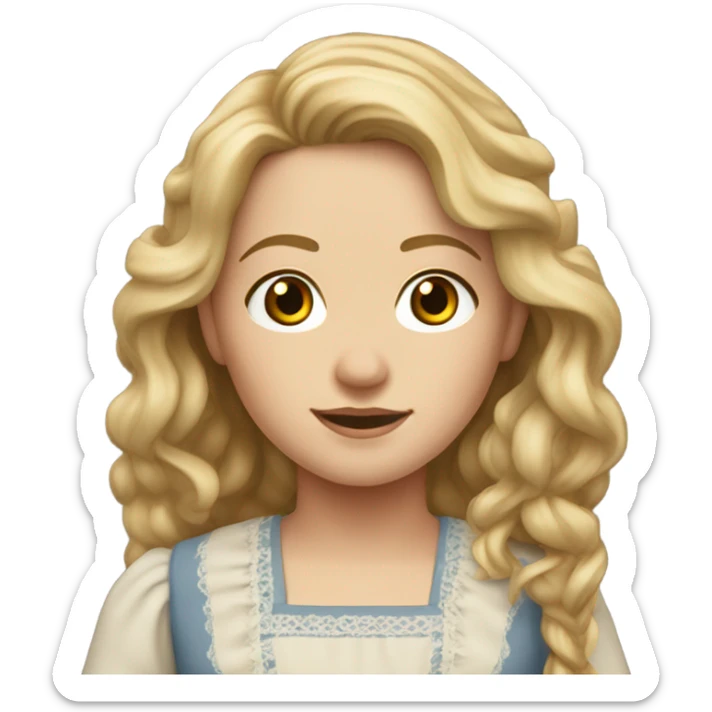 Mary Ingalls with long wavy  blonde hair pretty and detailed and realistic sticker