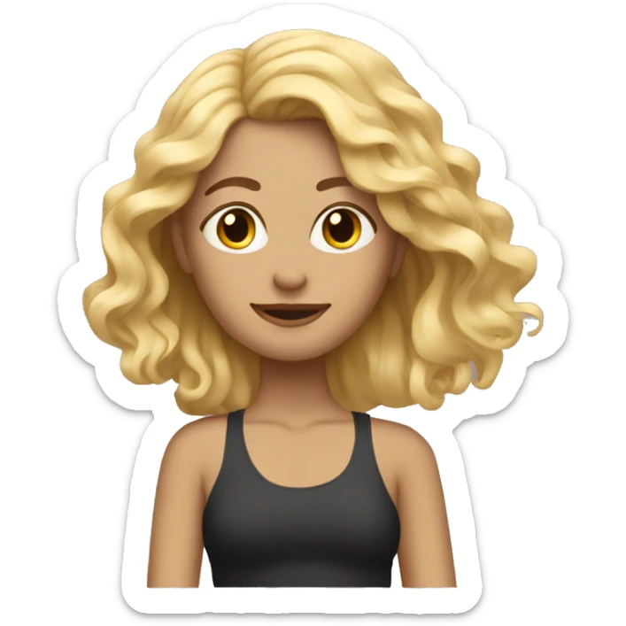 yoga blond wavy hair sticker