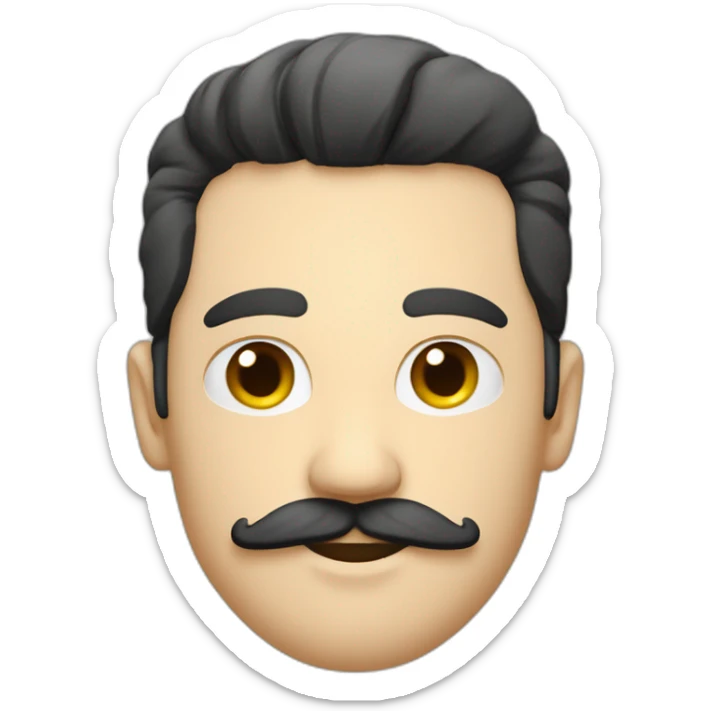 homme blanc avec une moustache carré avec les cheveux noir et une coupe sur le coté sticker