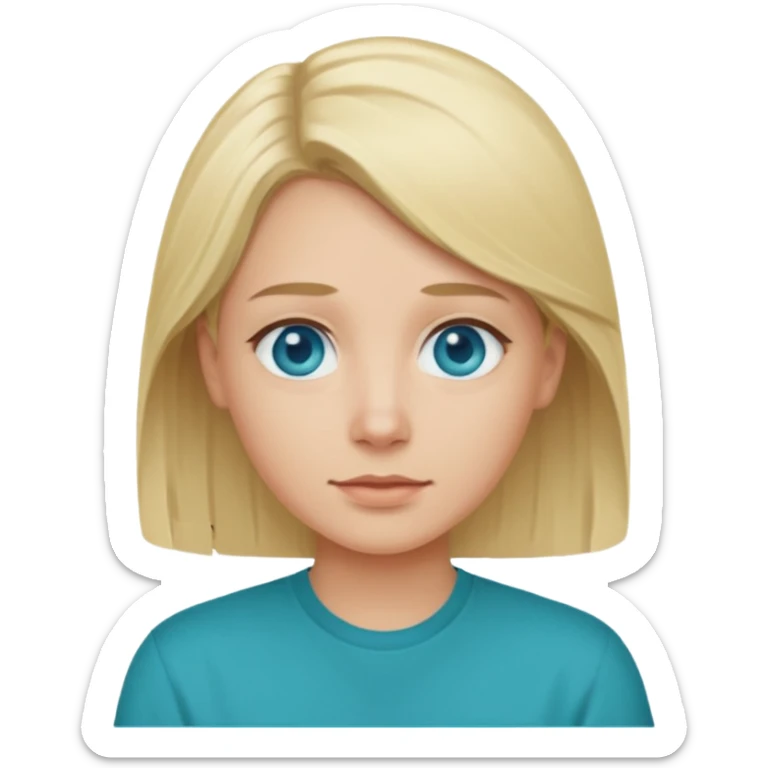 Change emoji of  blonde blue eyed  with Teal shirt (not the purple one) dont change other features sticker